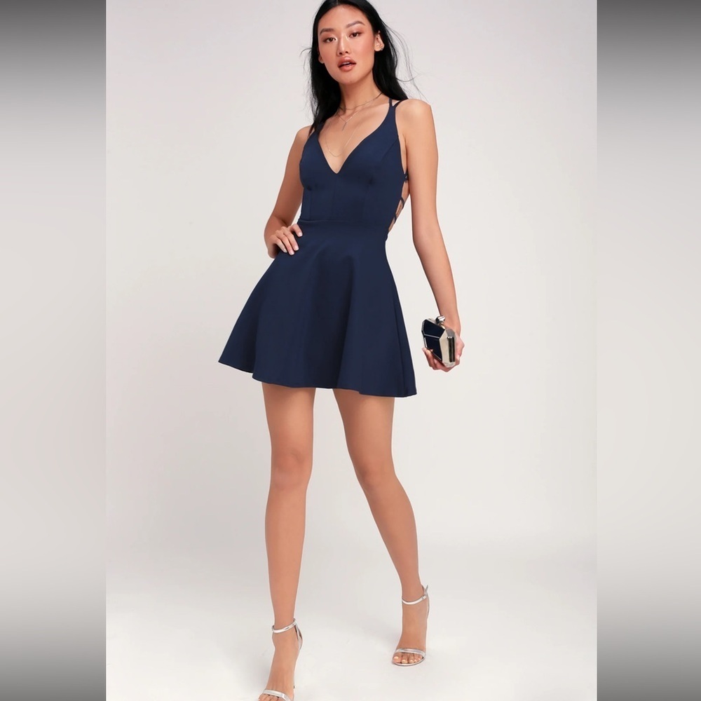 Lulu's Navy Blue Mini Dress
